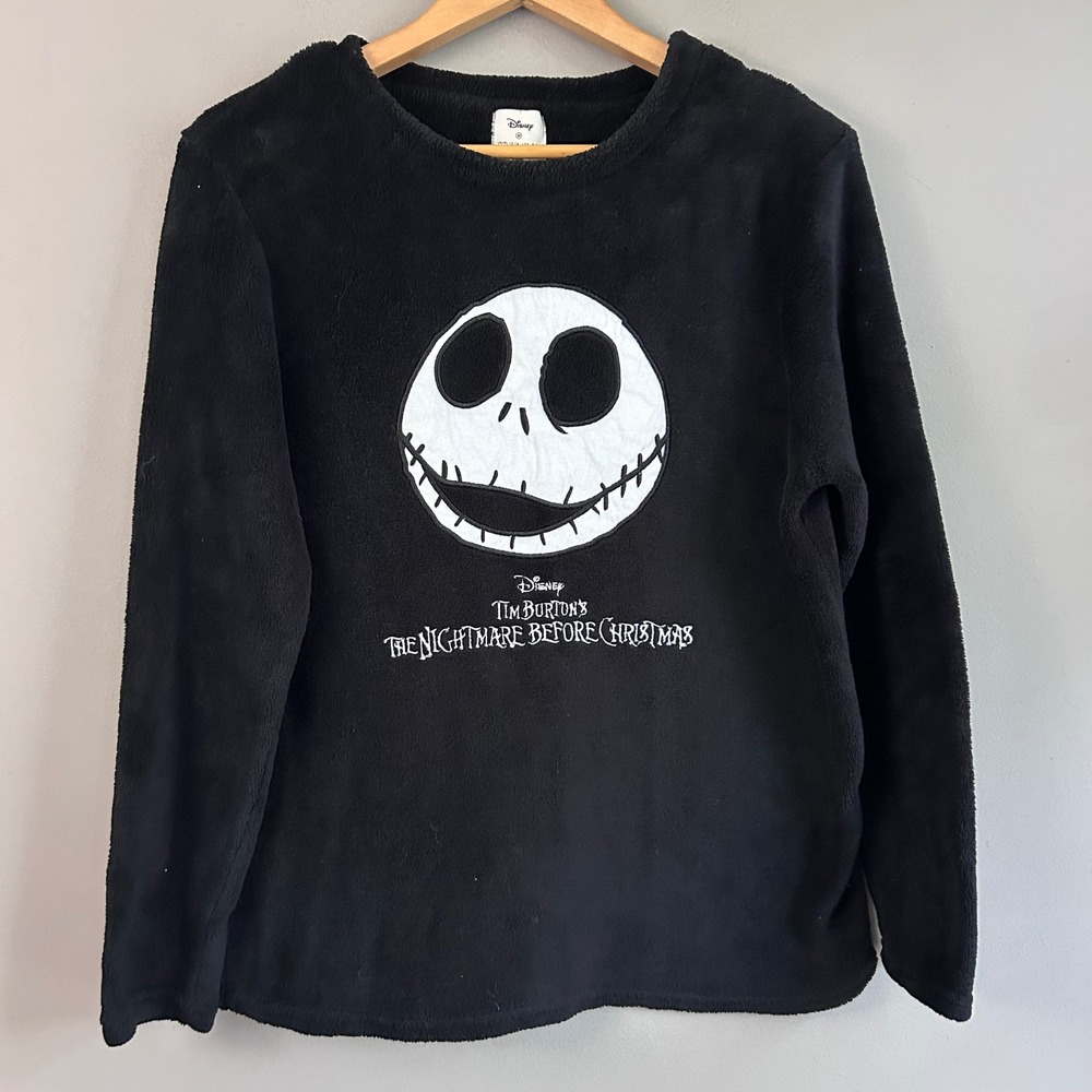 Disney Nightmare Before Christmas Jack Skellington Black Fleece Sweatshirt M